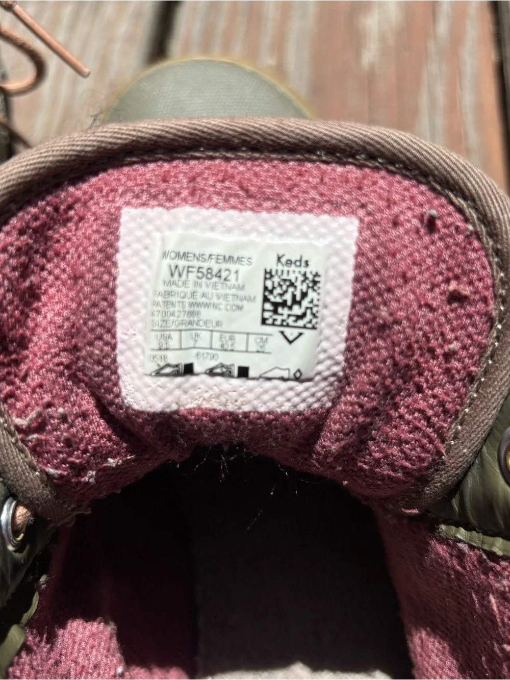 Keds Olive Splash Canvas Ankle Boot W9.5